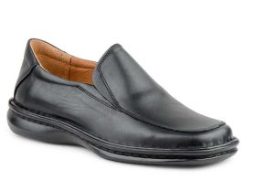 Zapatos Hombre Piel Negro Elásticos Suela Cosida