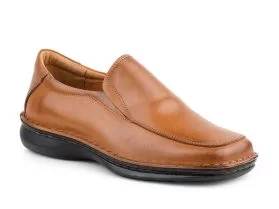 Zapatos Hombre Piel Coñac Elásticos Suela Cosida Talla Especial