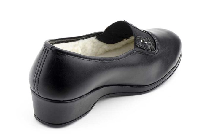 Zapatos Mujer Sintético Negro Elásticos Remaches Forro Borreguillo