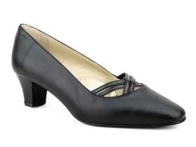 Zapatos Mujer Piel Negro Tacón Ancho Especial