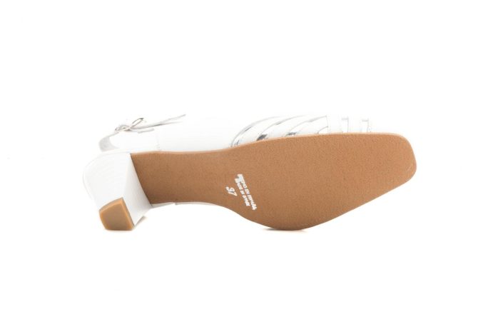 Zapatos Mujer Piel Blanco Plata Tacón