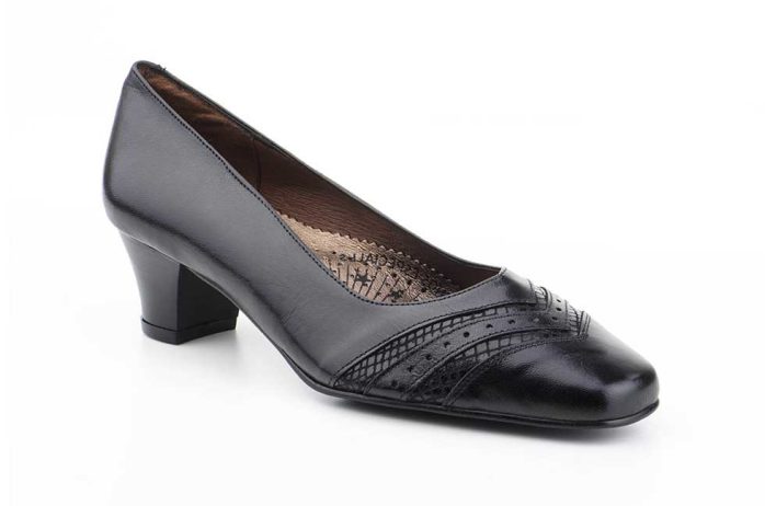 Zapatos Mujer Piel Negro Tacón Picado Serpiente
