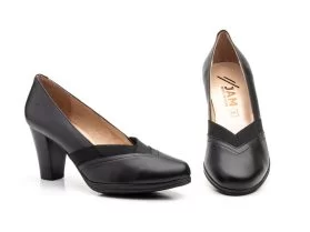 Zapatos Mujer Piel Negro Elásticos