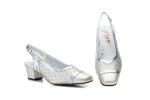 Zapatos Mujer Piel Picado Plata
