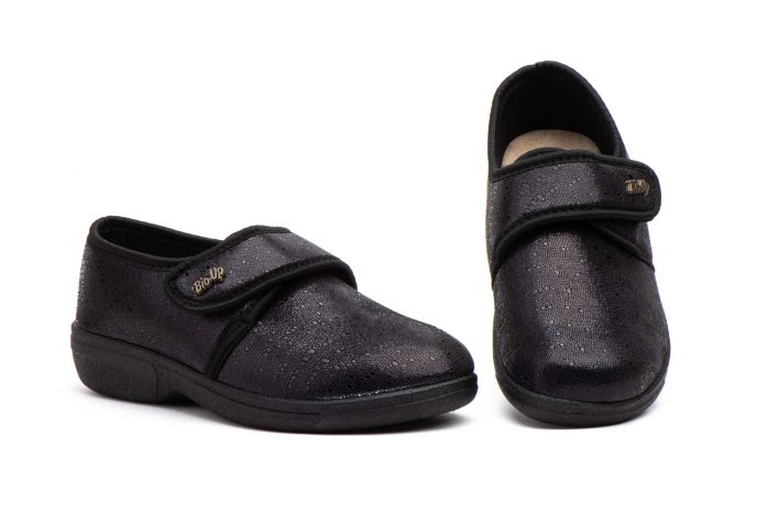 Zapatos Mujer Licra Negra Velcro