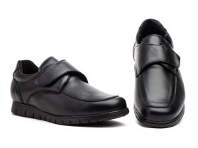 Zapatos Hombre Piel Negro Velcro