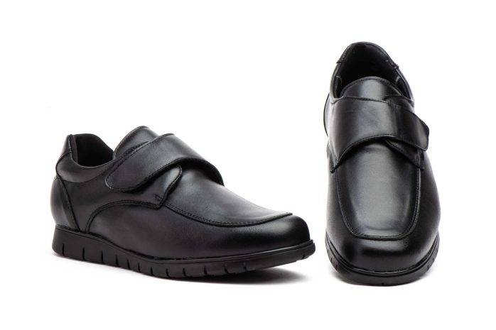Zapatos Hombre Piel Negro Velcro